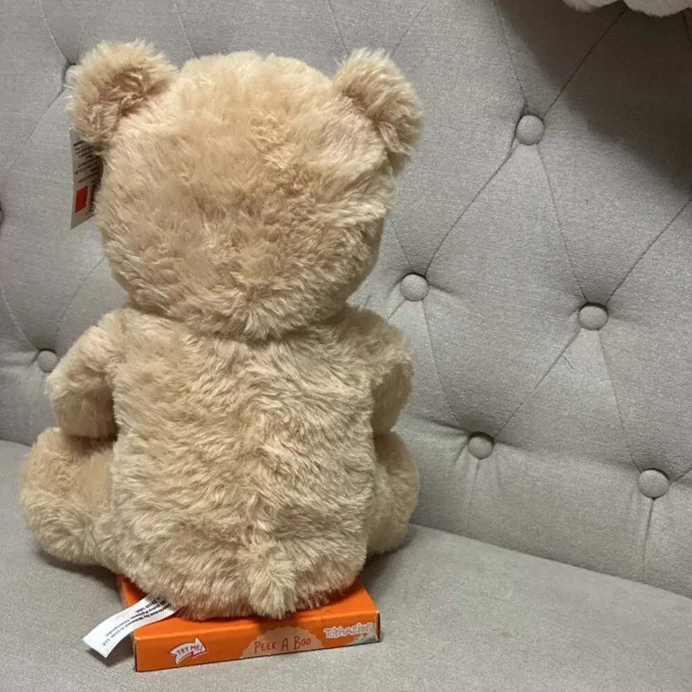 Peek A Boo Plush Bear Stuffed Animal with Cupcake & Bow Tie